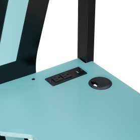 Full-Size Gaming Bunk Bed with Oversized RGB Desk, USB Charging Ports & Cable Grommet, LED Light Strip