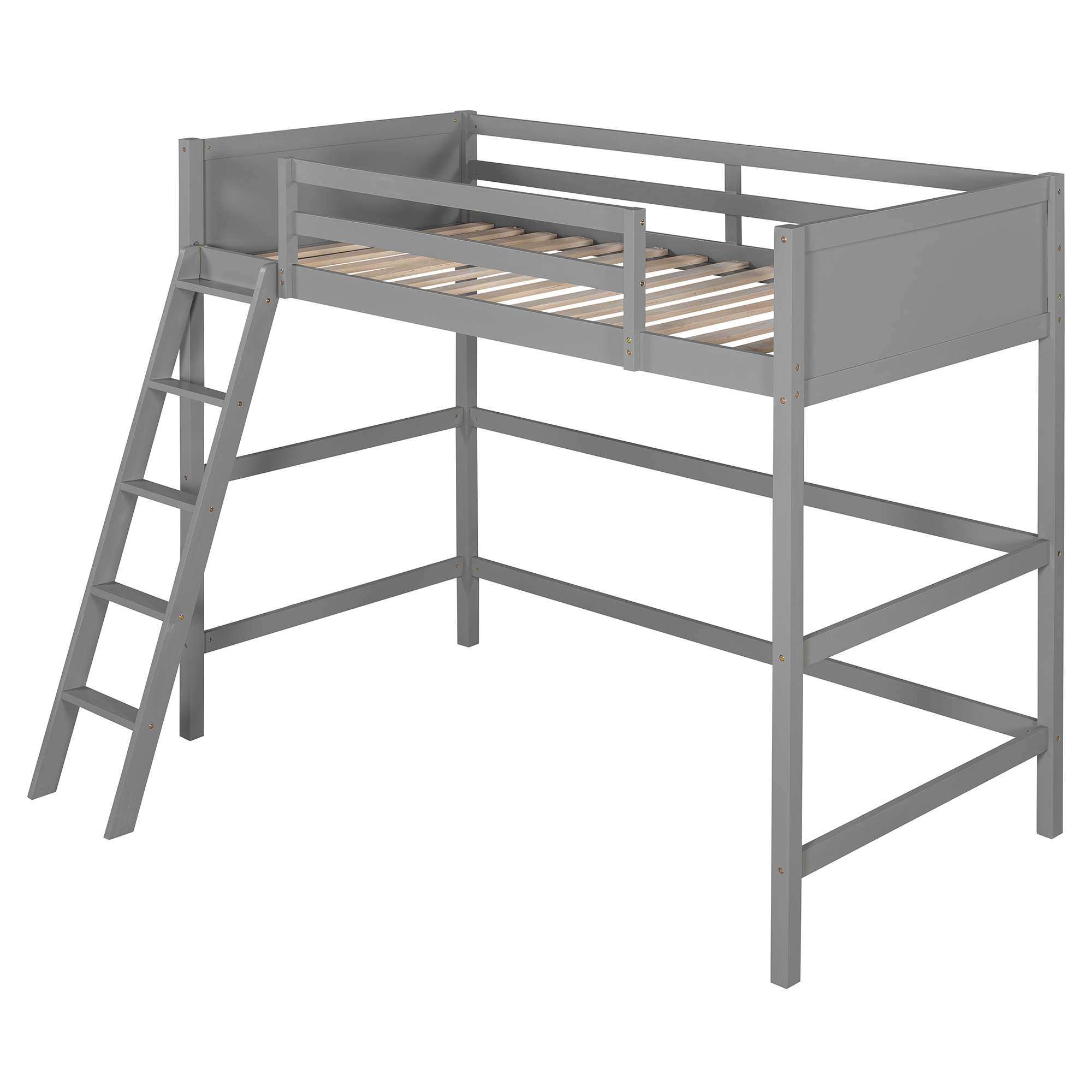 Solid Wood Twin Loft Bed with Ladder 5 Solid Wood Twin Loft Bed with Ladder