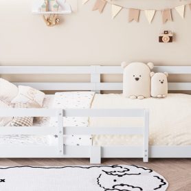 Twin Montessori Floor Bed with Slats and Safety Guardrails 44 Twin Montessori Floor Bed with Slats and Safety Guardrails