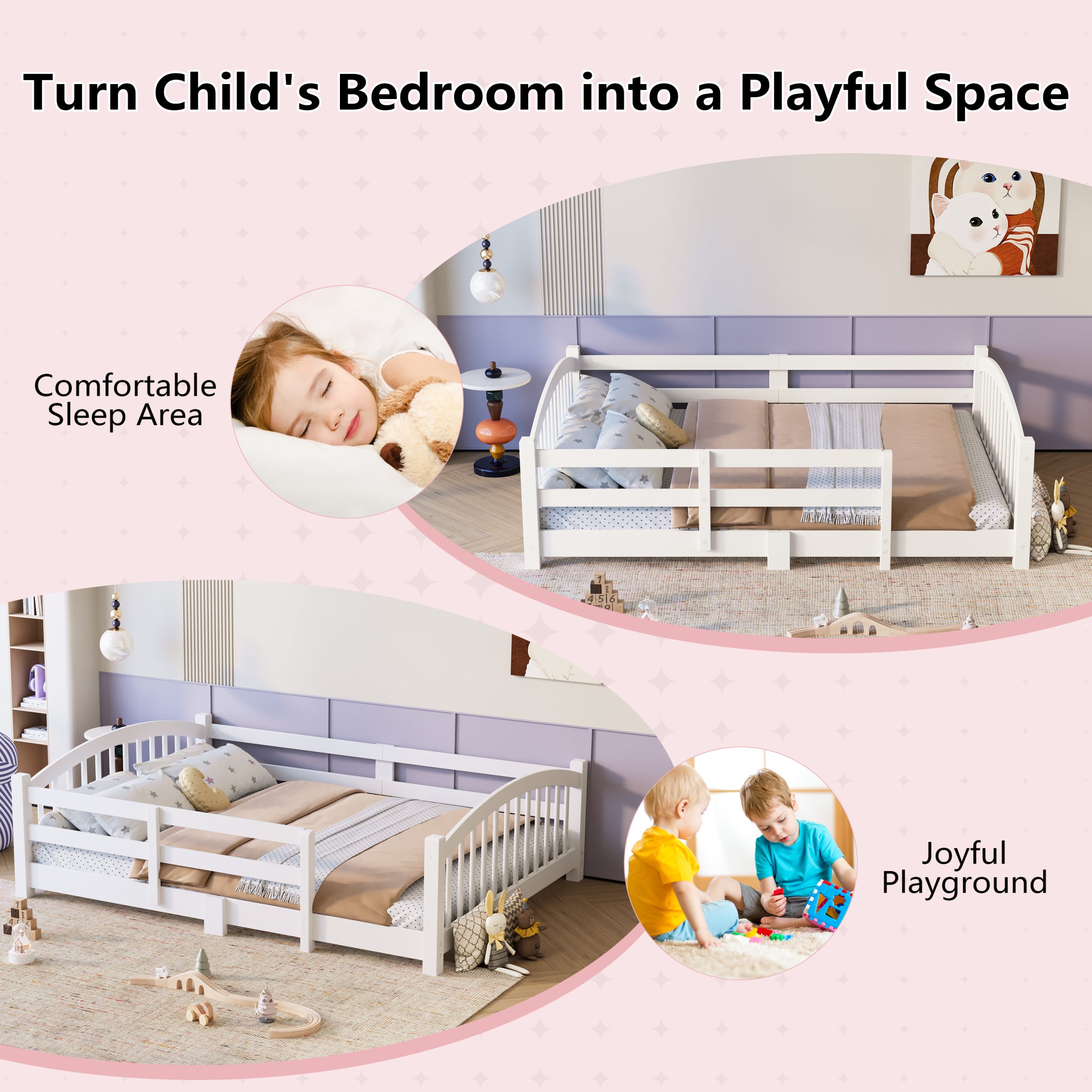 Twin Montessori Floor Bed with Slats and Safety Guardrails 8 Twin Montessori Floor Bed with Slats and Safety Guardrails