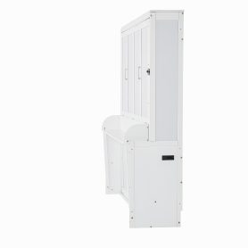 Queen Size Wood Murphy Bed With Wardrobe, Desk, Gas Struts and Charging Station