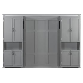 Queen Murphy Bed with Dual Sliding Storage Cabinets