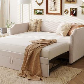 Twin Size Velvet Upholstered Daybed with Pop Up Trundle 43 Twin Size Velvet Upholstered Daybed with Pop Up Trundle