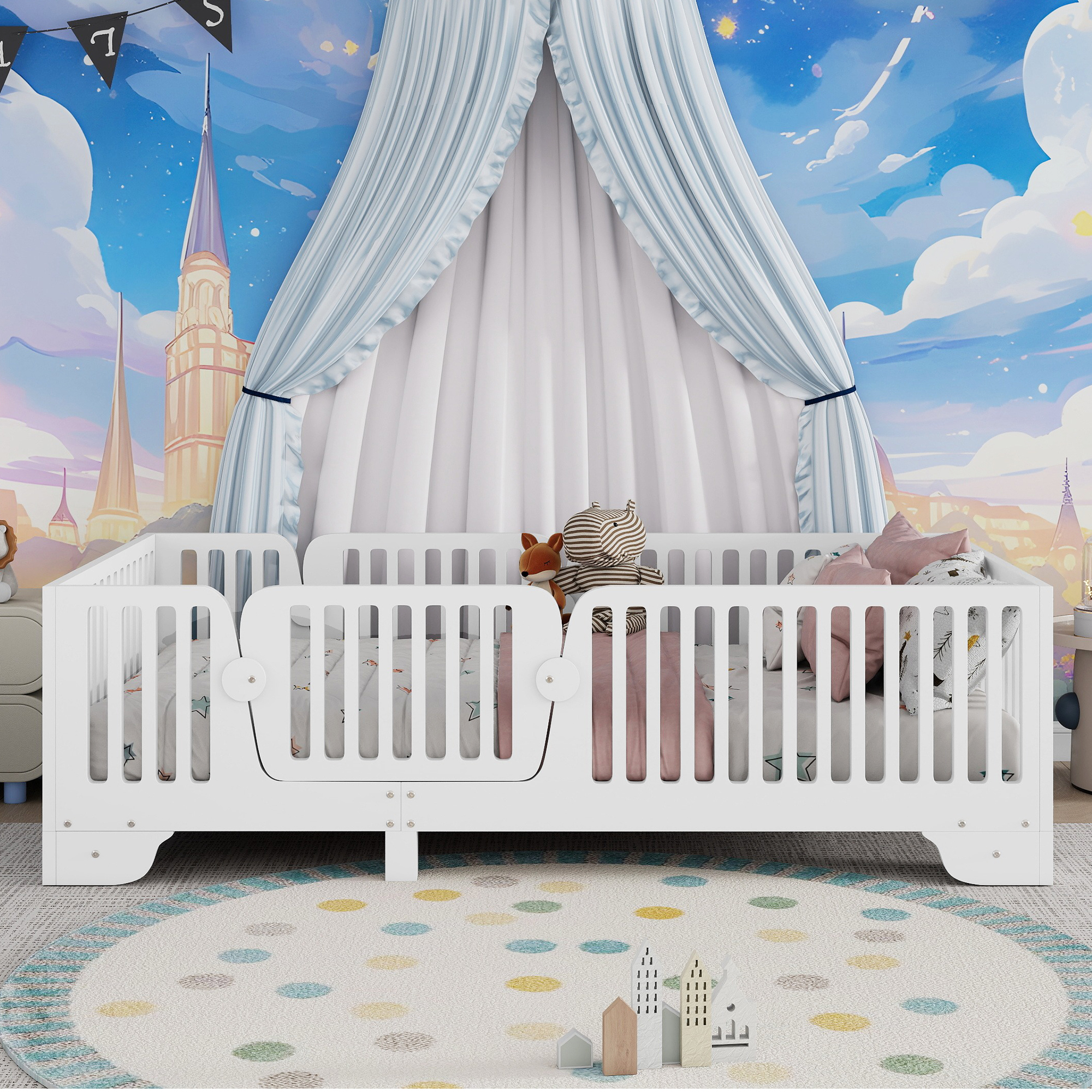 Twin Floor Bed With Slats And Fence 7 Twin Floor Bed With Slats And Fence