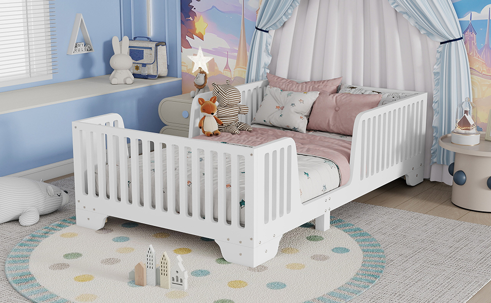 Twin Floor Bed With Slats And Fence 8 Twin Floor Bed With Slats And Fence