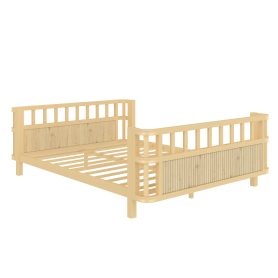 Children's Double Wooden Platform Bed With Railings 14 Children's Double Wooden Platform Bed With Railings