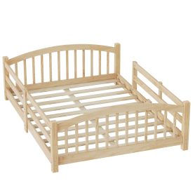 Full Montessori Floor Bed with Slats and Safety Guardrails