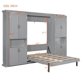 Queen Murphy Bed with Dual Sliding Storage Cabinets