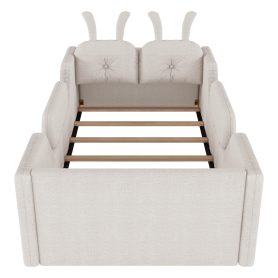 Twin Size Upholstered Platform Bed with Rabbit Cushion 24 Twin Size Upholstered Platform Bed with Rabbit Cushion
