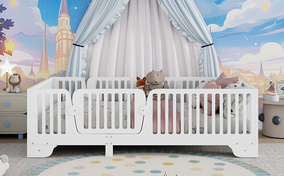 Twin Floor Bed With Slats And Fence 10 Twin Floor Bed With Slats And Fence