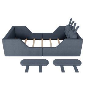 Twin Size Upholstered Platform Bed with Rabbit Cushion