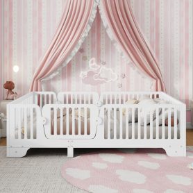 Full Floor Bed with Slats and Fence 21 Full Floor Bed with Slats and Fence