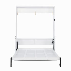 Queen Size Wood Murphy Bed With Wardrobe, Desk, Gas Struts and Charging Station