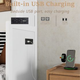 Queen Size Wood Murphy Bed With Wardrobe, Desk, Gas Struts and Charging Station