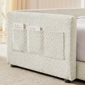 Full Size Upholstered Platform Bed with Cute Rabbit Ear Shaped Headboard