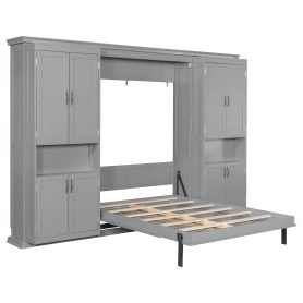 Queen Murphy Bed with Dual Sliding Storage Cabinets