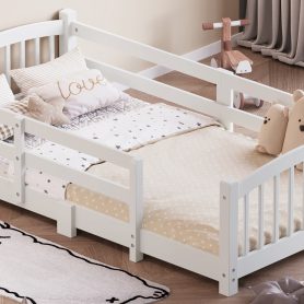 Twin Montessori Floor Bed with Slats and Safety Guardrails 40 Twin Montessori Floor Bed with Slats and Safety Guardrails