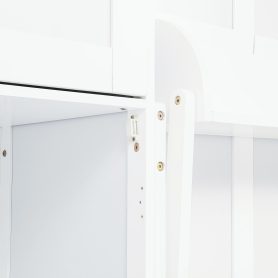 Queen Size Wood Murphy Bed With Wardrobe, Desk, Gas Struts and Charging Station