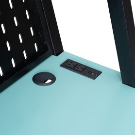 Full Size Bunk Bed with Two Built-In Gaming Desks, USB Desktop Ports & Pegboard Organizer