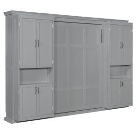 Queen Murphy Bed with Dual Sliding Storage Cabinets