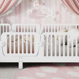 Full Floor Bed with Slats and Fence 35 Full Floor Bed with Slats and Fence