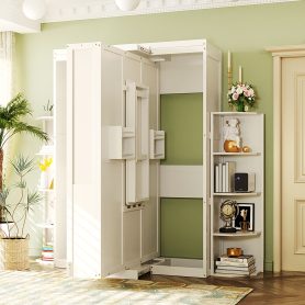 Rotating Queen Murphy Bed with Hidden Wall Cabinet, Shelves, Desk and Storage Racks