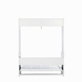 Queen Size Wood Murphy Bed With Wardrobe, Desk, Gas Struts and Charging Station