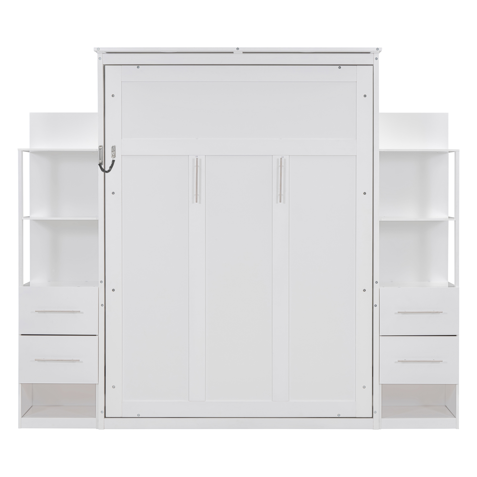 Full Size Murphy Bed Wall Bed With Shelves, Drawers And LED Lights 19 Full Size Murphy Bed Wall Bed With Shelves, Drawers And LED Lights