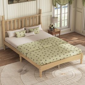 Full Size Wood Platform Bed with Gourd Shaped Headboard