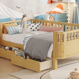 Wood Low Profile Twin DayBed with Rails