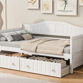 Twin Wooden Daybed With 2 Drawers, No Box Spring Needed