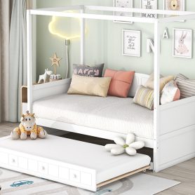 Twin Size Canopy Daybed With Twin Size Trundle
