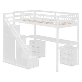 Twin Size Loft Bed with Two Chest of Drawers, Desk and Light Strip 24 Twin Size Loft Bed with Two Chest of Drawers, Desk and Light Strip