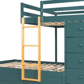 Full Size Bunk Bed With 2 Large Drawers, 5 Small Drawers and Small Wardrobe