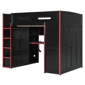 Full Size Wood Loft Bed with Desk,Wardrobe,Ample Storage Space,and RGB Light 33 Full Size Wood Loft Bed with Desk,Wardrobe,Ample Storage Space,and RGB Light