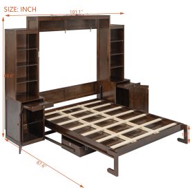 Queen Size Murphy Bed with Desk, Storage and Cabinets