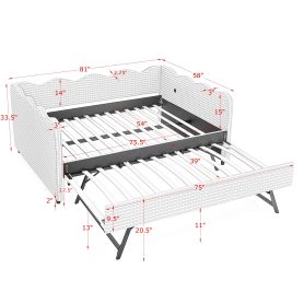 Full Size Cozy Gingham Daybed with Twin Size Trundle