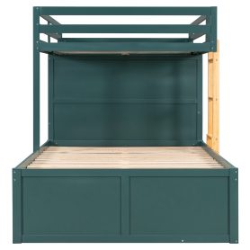 Full Size Bunk Bed With 2 Large Drawers, 5 Small Drawers and Small Wardrobe
