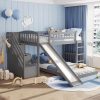 Twin over Twin Bunk Bed with Stairway, Two Drawers and Slide
