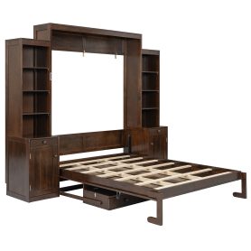 Queen Size Murphy Bed with Desk, Storage and Cabinets