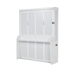 Queen Size Wood Vertical Murphy Bed With Desk, Gas Struts 38 Queen Size Wood Vertical Murphy Bed With Desk, Gas Struts