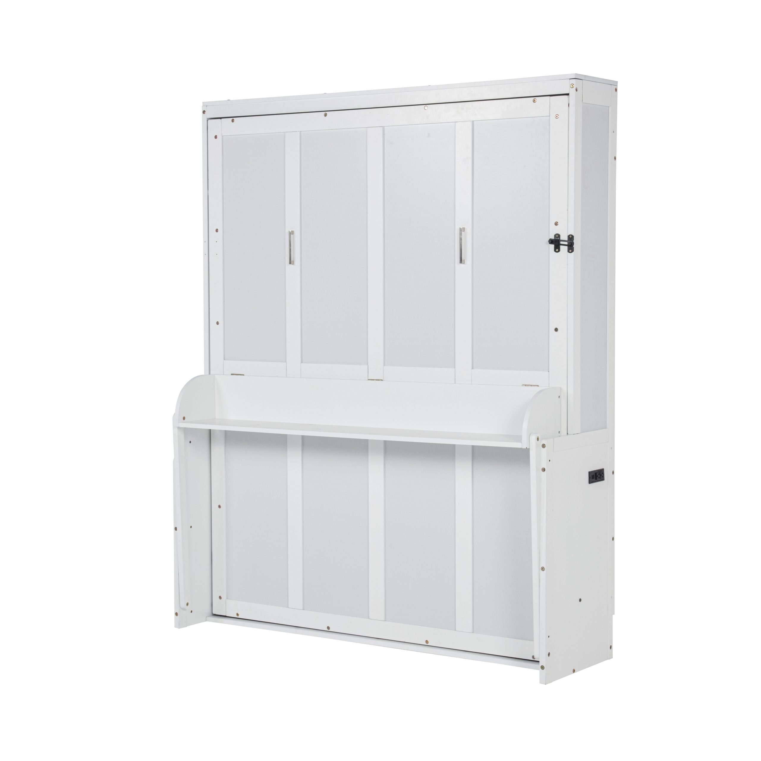 Queen Size Wood Vertical Murphy Bed With Desk, Gas Struts 12 Queen Size Wood Vertical Murphy Bed With Desk, Gas Struts