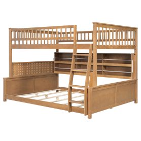 Full XL over Queen Bunk Bed with Integrated Shelving, Color-Changing Lights and Pegboard