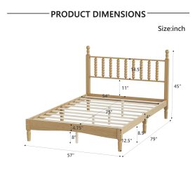 Full Size Wood Platform Bed with Gourd Shaped Headboard