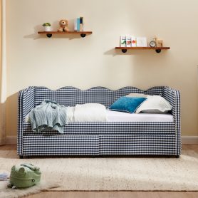 Twin Size Daybed With Two Storage Drawers, USB Port And Adorable Wave Shaped 18 Twin Size Daybed With Two Storage Drawers, USB Port And Adorable Wave Shaped