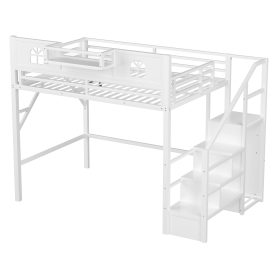 Metal Full Size Loft Bed with High and House Shaped Guardrails 31 Metal Full Size Loft Bed with High and House Shaped Guardrails