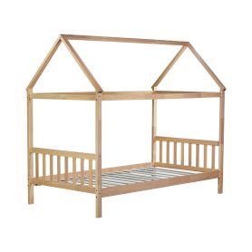Twin Rubber Wood Bed with House Frame
