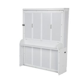 Queen Size Wood Vertical Murphy Bed With Desk, Gas Struts 39 Queen Size Wood Vertical Murphy Bed With Desk, Gas Struts