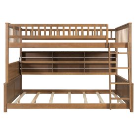 Full XL over Queen Bunk Bed with Integrated Shelving, Color-Changing Lights and Pegboard