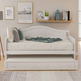 Twin Size Wooden Daybed with Trundle Bed